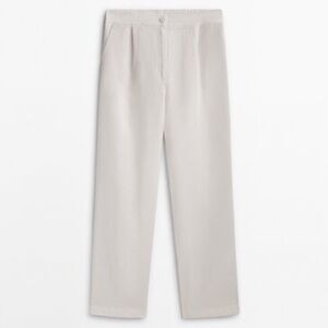 Massimo Dutti Darted jogging fit linen trousers - size 10/42